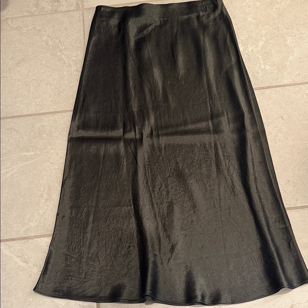Elegant olive green Satin Skirt